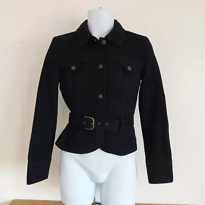 Buy ARMANI JEANS Ladies Military Jacket  BLACK UK 8 WOOL Short Blazer Belted  • 44.99£
