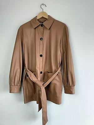 Buy Zara Tan Faux Leather Belted Button Short Trench Style Coat - Women's Small • 29.95£