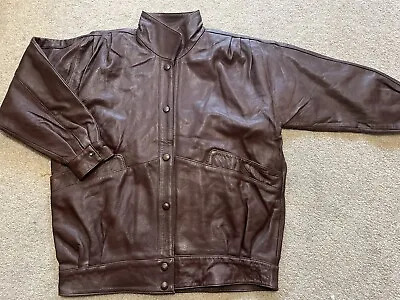 Buy MILAN Designer Vintage Real Leather Jacket Coat Men Women Unisex Brown Large • 45£