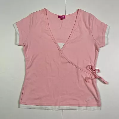 Buy Pineapple T-Shirt 16 Pink Women's Short Sleeve V-Neck Mock Wrap • 4.23£