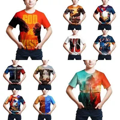 Buy Kids 3D Godzilla VS Kong Casual Short Sleeve T-Shirt Tee Top 2-13Yrs Gifts UK • 5.99£