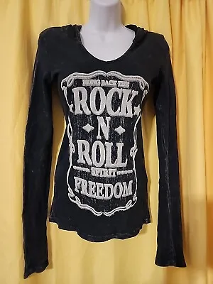 Buy Urban X Black Hoodie  BRING BACK THE ROCK- N-ROLL SPIRIT FREEDOM   Size Small • 18.81£