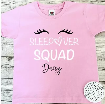 Buy Sleepover Squad T-Shirt Girls Pyjama PJ Slumber Party Tee - Personalised • 8.99£