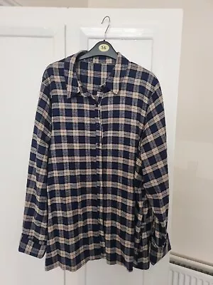 Buy Pretty Little Thing Oversized Navy/sand Flannel Check Shirt One Size Up To 16... • 10£