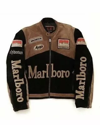 Buy Men Marlboro Leather Jacket Vintage Racing Rare Motorcycle Biker Leather Jacket. • 23.99£