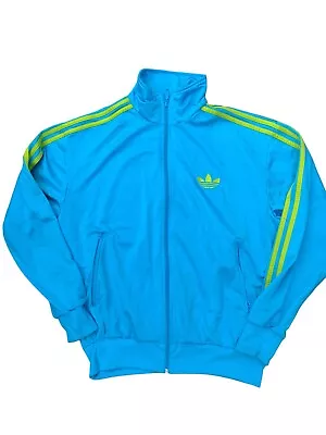 Buy Adidas Light Blue & Yellow Full Zip Trefoil Nylon Track Jacket Size Large Retro • 24.99£