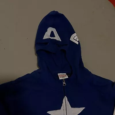 Buy Captain America Marvel Mad Engine Boys Small Hoodie Face Mask Full Zip Jacket • 12.06£