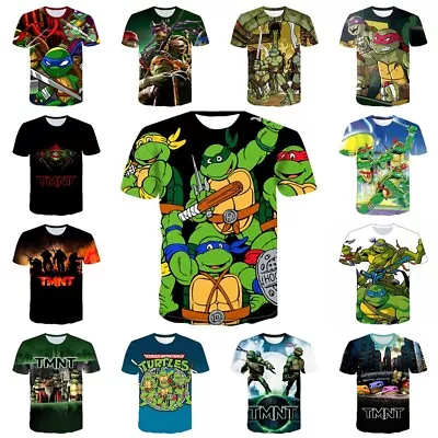 Buy 3D Cartoon Ninja Turtles 3D T-shirt Kids Short Sleeve Tee Summer Top TMNT • 6.99£