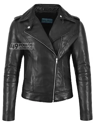 Buy Ladies Brando Leather Jacket Fashion Biker Rock Style Real Lambskin 442 • 41.65£