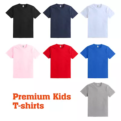 Buy Girls Boys Plain T-shirts, Crew Neck Tees, School Uniform, PE Top Vest • 3.90£