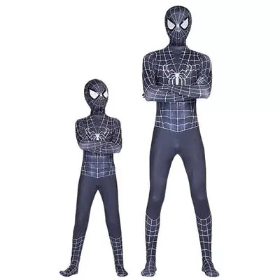 Buy Kids Hero Jumpsuit BLACK Spiderman Costume Boy Cosplay Fancy Dress Up Clothes • 8.19£
