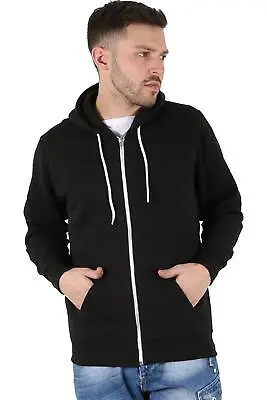Buy Mens Hoodies Plain Jacket Hooded Drawstring Fleece Zip Up Hoody SweatShirt Top • 6.49£
