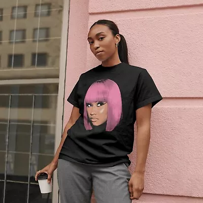 Buy Nicky Minaj Face Print Pop Rapper Unisex Short Sleeve Black T-Shirt Sizes S/XL • 11.99£