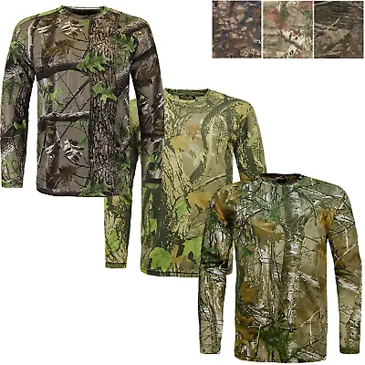Buy Mens Real Jungle Tree Print T Shirt Summer Camouflage Long Ca Sleeve Hunting Top • 8.95£