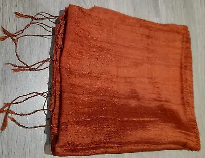 Buy Lua Large Orange Raw Silk Scarf  160 Cm X 72 Cm • 7.50£