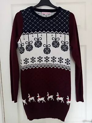 Buy Long Christmas Jumper Dress. Size XS. New. Baubles, Reindeer  • 10£