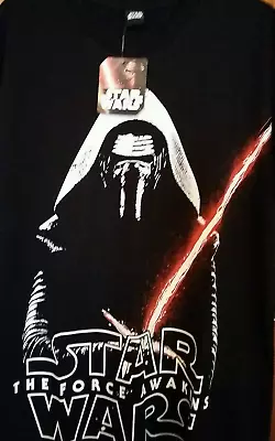 Buy Star Wars Force Awakens Kylo Ren T-Shirt Mens MED Black Top Tee Light Sabre • 9.49£
