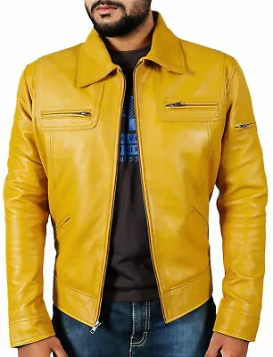 Buy Mens Casual Formal Biker Slim Fit Retro Stylish Fashion Real Leather Jacket Coat • 92.99£