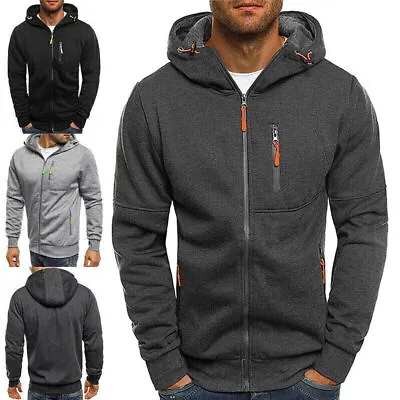 Buy Mens Winter Fleece Hoodie Cardigan Hooded Zip Up Jumper Coat Jacket Sweatshirt • 13.49£
