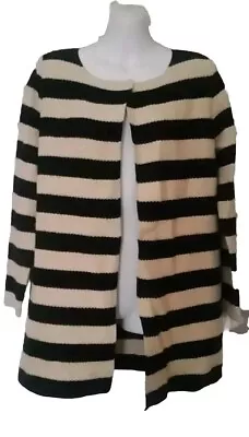 Buy MOTIVI Beige & Black In Between Season Striped Wool Mix  3/4 Jacket Size Small  • 7£