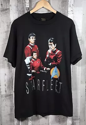 Buy Vintage 1991 STAR TREK Black Single Stitch T-Shirt Sz Large USA Movie TV Sci Fi • 29.95£