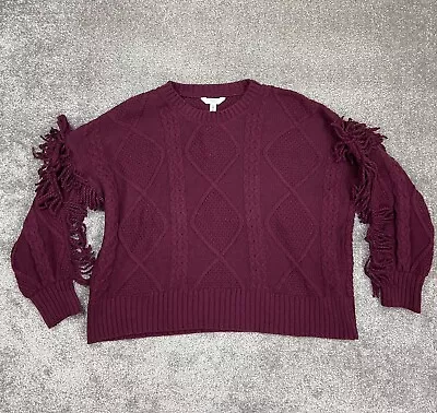 Buy Womens Time And Tru Sweater Sz XXL Cable Knit Fringed Western Boho • 10.27£
