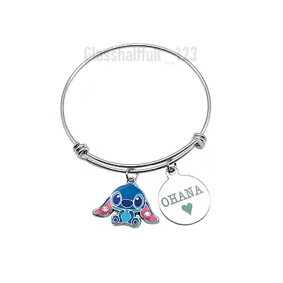 Buy Stitch Charm Bangle Lilo And Stitch Bracelet Women Girl Jewellery Gift Ohana UK • 4.99£