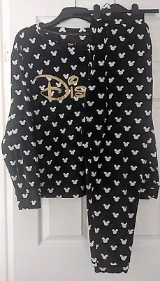 Buy Ladies Disney Black/White Logo  Velour Pyjamas 12/14 ❤️ • 4.99£