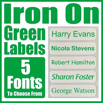 Buy Green Iron On Name Labels Personalised School Uniform Care Homes Clothes Tapes • 15.29£