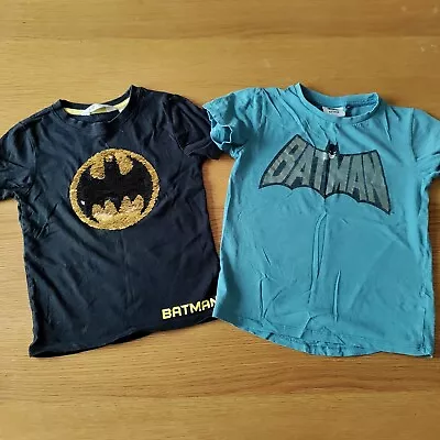 Buy 2 X Batman T-shirts Aged 4-6 H&M/NEXT (One Reversible Sequins) • 1.99£