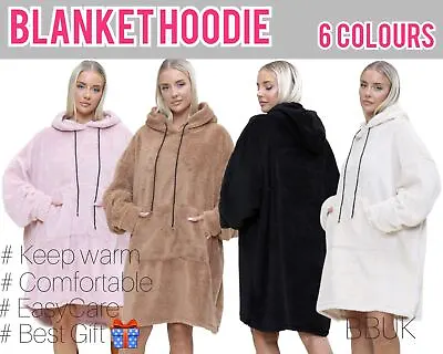 Buy Hoodie Blanket Oversized Soft Sherpa Fleece Ultra Plush Hooded Giant Sweatshirt • 23.99£