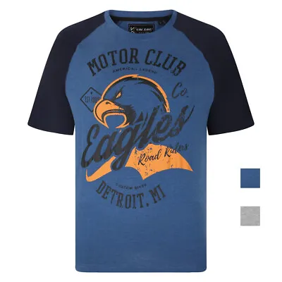 Buy KAM Eagle Print T-shirt Raglan Short Sleeve Crew Neck Casual Mens Plus Size 5737 • 21.29£