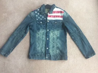 Buy Vintage Mens Denim Jacket Sz Small By Suwo Jeans Stars & Stripes US Flag Design • 55£