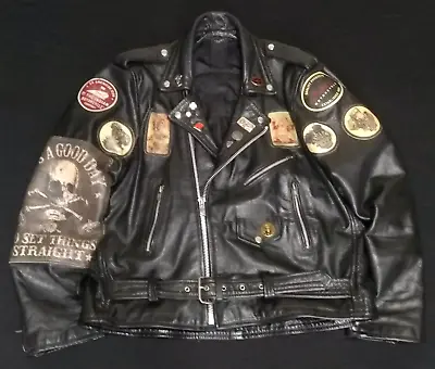 Buy Awesome Vintage Leather Motorcycle Biker Jacket - Indian Larry Legend Patches • 175£