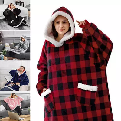 Buy Extra Long Oversized Hoodie Blanket Adults Sherpa Giant Big Hooded Sweatshirt Uk • 17.95£