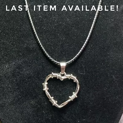 Buy Handmade Silver Barb Wire Love Heart Cord Necklace Gothic Gift Jewellery • 4£