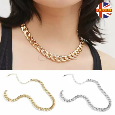 Buy Chunky Punk Thick Cuban Linked Chain Necklace Womens Ladies Jewellery Gift UK • 3.99£