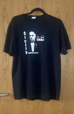 Buy The Godfather 90s Y2K Movie T-shirt Made In Italy Sicily Black Size XL • 15£