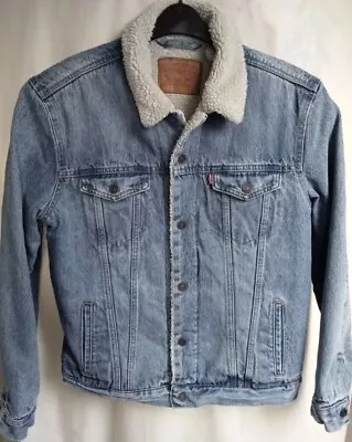 Buy Men’s Levi’s Sherpa Jacket Denim Great Condition Size Large • 29.99£