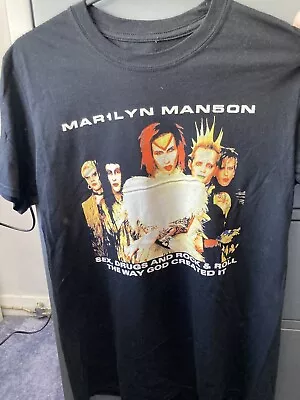 Buy Marilyn Manson T Shirt Medium Black 1999 Tour  Vintage Graphic T Shirt  • 15£