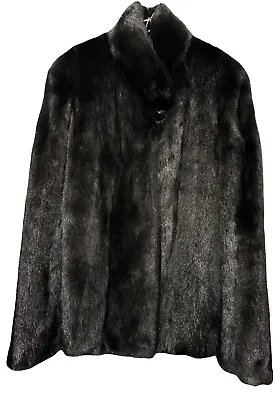Buy Beautiful Short Mink Fur Jacket With High Collar In Size S/M In Black Colour • 395£