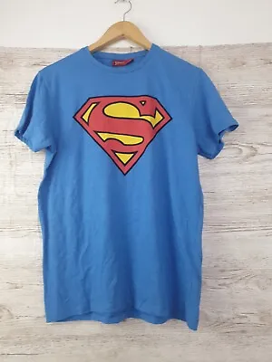Buy SUPERMAN LOGO T Shirt Blue Man Of Steel OFFICIAL DC COMICS Mens Size M Medium • 15.99£