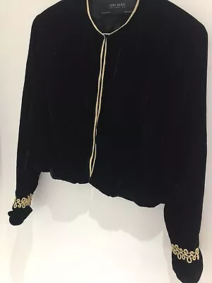 Buy Zara Black Velvet Gold Braided Military Appliqué Cropped Blazer Jacket XS 6 8 • 25£