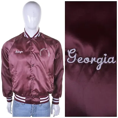 Buy VINTAGE US Georgia Satin Varsity Jacket S College University Bomber Letterman • 29.99£