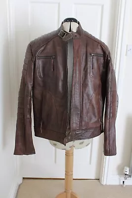 Buy Charlie Size XXL 44in Lined Brown Leather Bomber Jacket Good Condition • 59.99£