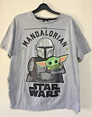 Buy Star Wars The Mandalorian & Grogu Baby Yoda Grey T-Shirt Size Medium • 14.99£