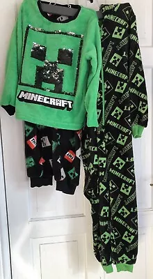 Buy Minecraft All In One Fleece Sleepsuit & Two Piece Pyjamas With Sequins Age 9-10 • 17.99£