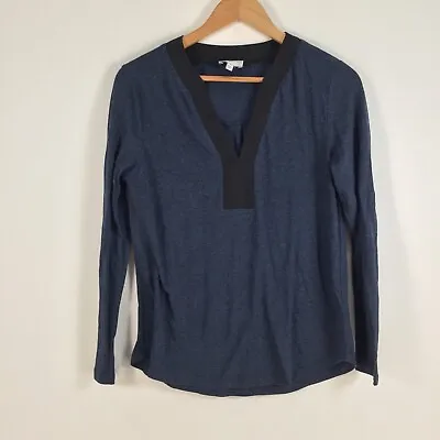 Buy Witchery Womens Top Size S Navy Blue Linen Blend Long Sleeve Vneck Solid 035286 • 11.61£