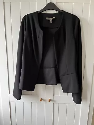 Buy Lipsy London Black Twill Cropped Collarless Blazer/Jacket - Size 14 • 15£