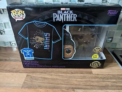 Buy Funko POP Marvel Black Panther Shuri #876 + T-Shirt Large GITD Legacy NEW Glow • 9.99£
